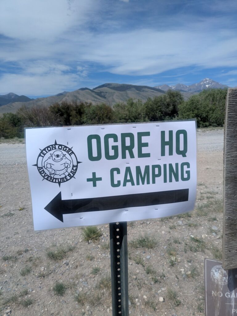Adventure race HQ and Camping sign for the Teton Ogre