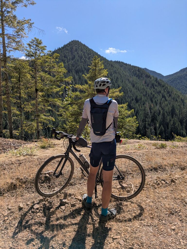 Man biking at overlook