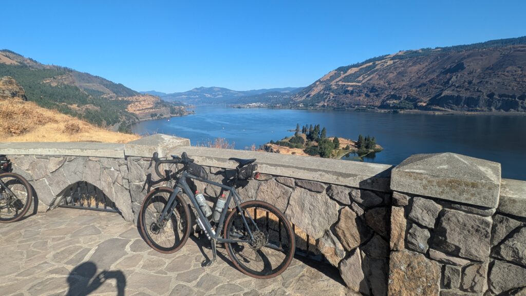 Bikes at overlook of Columbia River