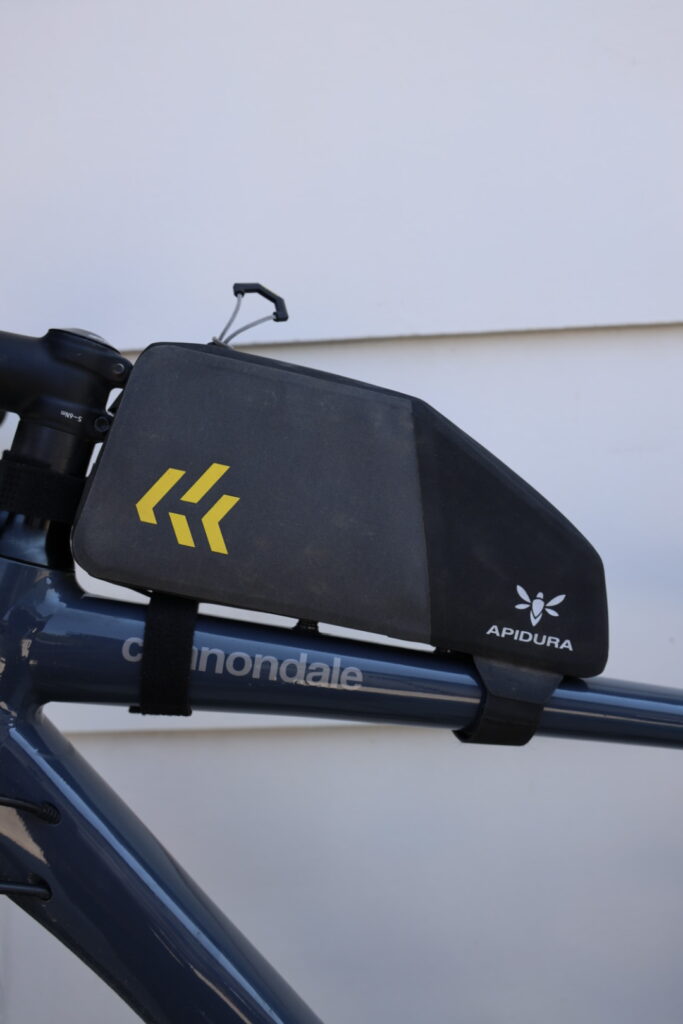 Top tube pack on bike