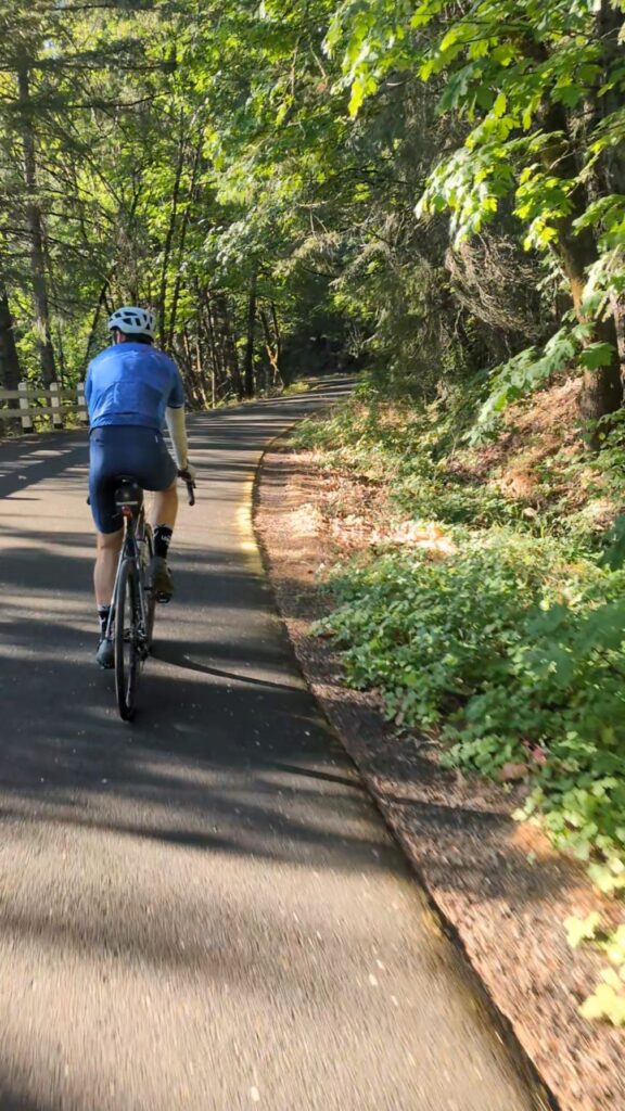 Biker on biking trail