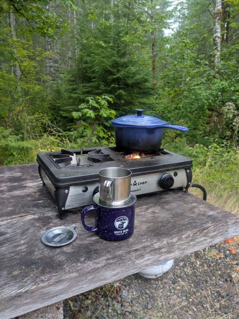 Camp stove with coffee