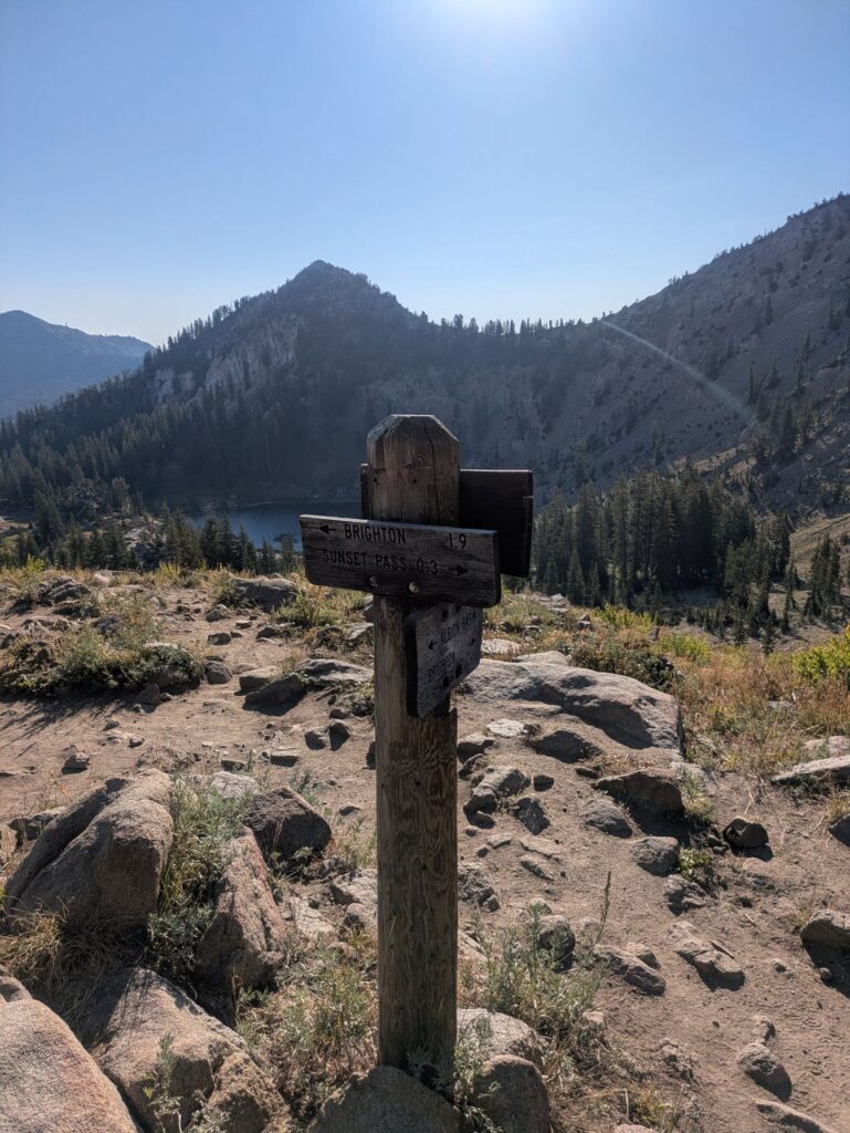 Trail sign on Alta-Brighton Lakes Loop